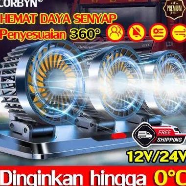 Kipas Angin Mobil YUNDAI Double Cas Usb Car Fan 12-24 Volt