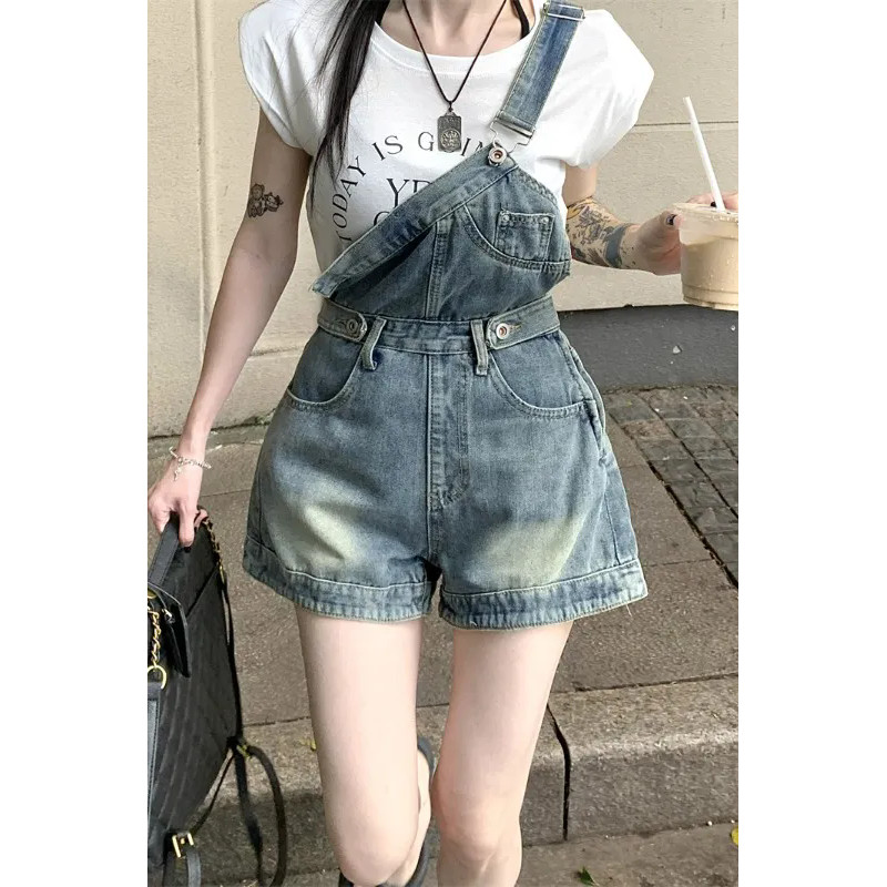 Cool GirlOverall Denim Trendi Untuk Wanita Modis Kulot Jumpsuit Serbaguna