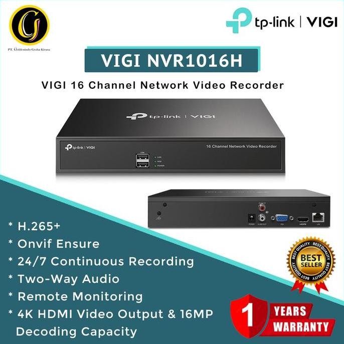 TP-LINK VIGI NVR1016H NVR 16 CHANNEL H.265 ONVIF UP TO 10TB STORAGE