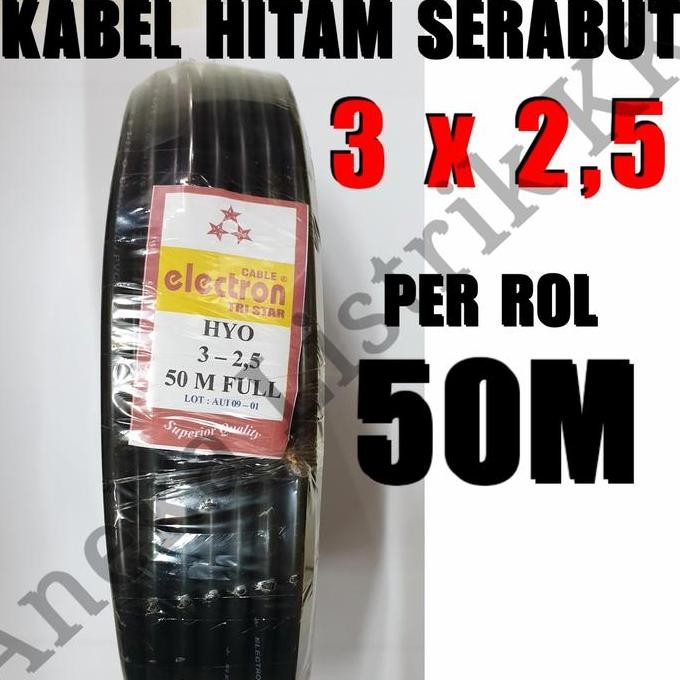 NEW ELECTRON KABEL HITAM SERABUT NYYHY 3 X 2,5 ROL 50M NYY HY 3X2,5 3X2.5