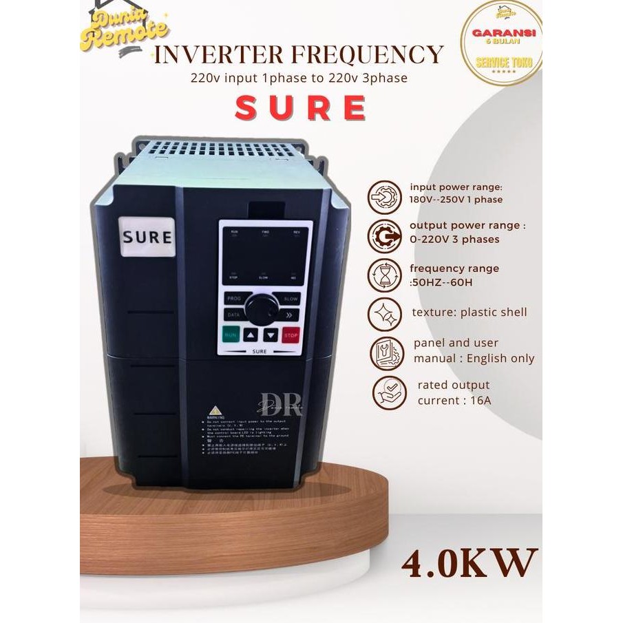 INVERTER 4.0 KW Input 1 phase 220 V To 220 V 3 Phase SURE Inverter