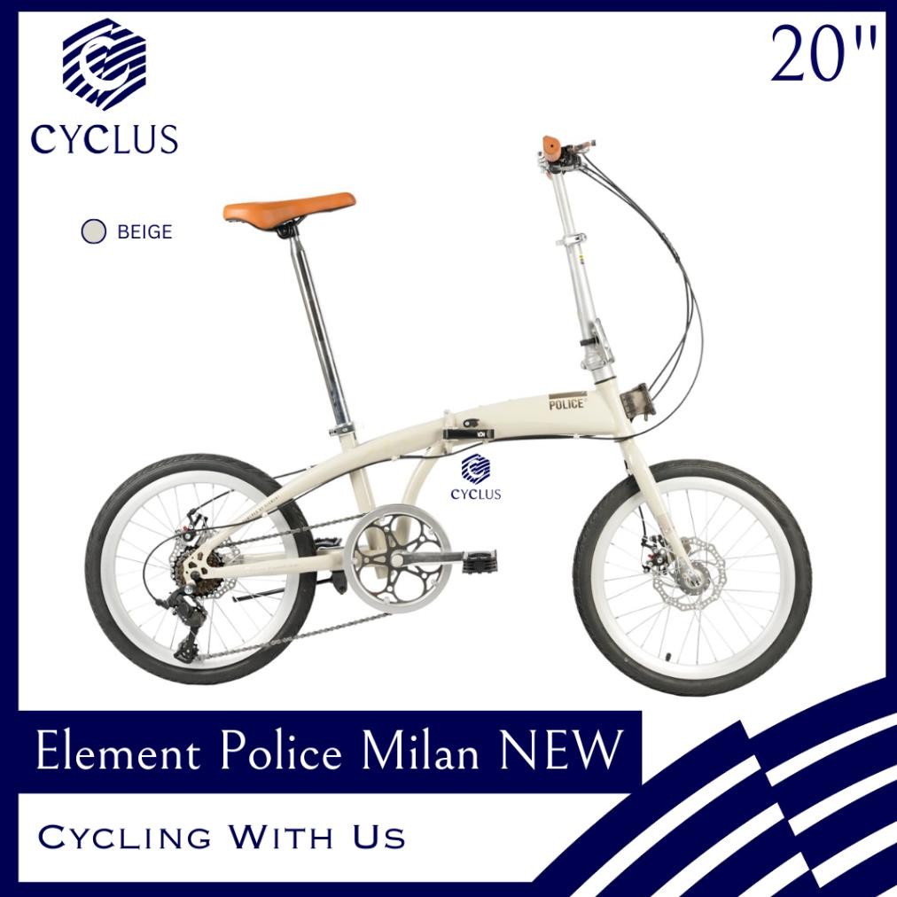 INSTAN - Sepeda Lipat Element Police Milan 8 Speed 20 Inch Terbaru Anak Dewasa Retro Vintage
