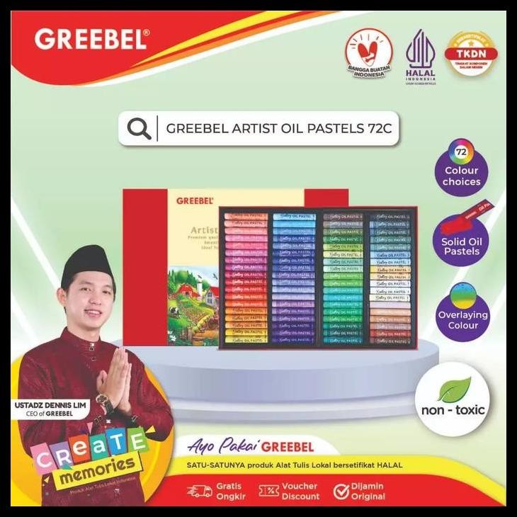 

Greebel Artist Oil Pastel Crayon 72C / Crayon Greebel 72 Warna Best Seller