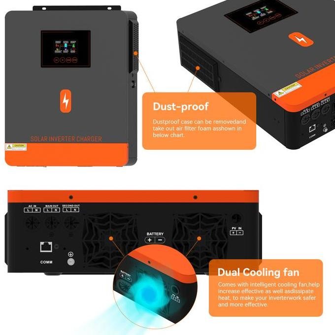 PowMr 6.2KW Hybrid Solar Inverter Hybrid Grid Tie MPPT Hybrid Inverter 48V 500VDC Off-Grid / Grid Ti