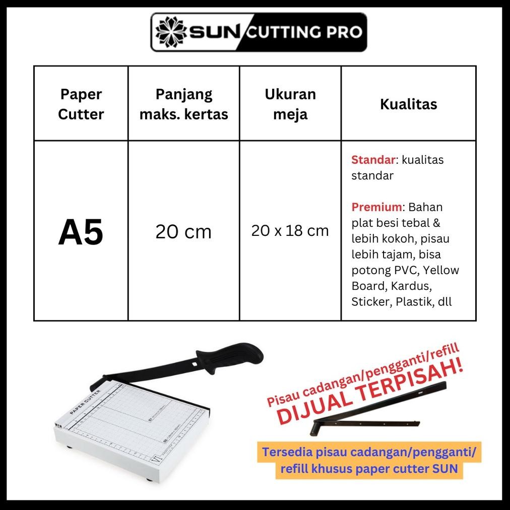 

JH8 Paper Cutter Mini A5 ( Alat Potong Kertas / Mesin Pemotong Kertas HVS, Sticker, Dos, PVC ID Card, Yellow Board, Art Paper, Vinyl, Bontax Camel, Kertas Photo Glossy Silky )
