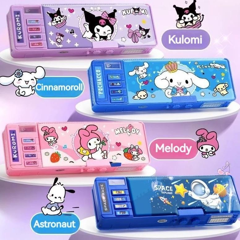 

JH8 Gaya Baru Kuromi Kotak Alat Tulis Kunci Kode Multifungsi kotak pensil anak perempuan Sanrio Dua Sisi Bernilai Tinggi Kapasitas Besar