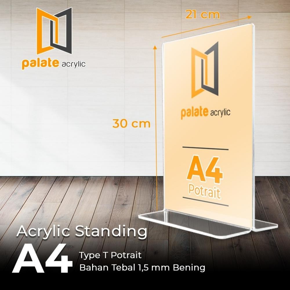 

JH8 AKRILIK DISPLAY A4 T PORTRAIT / TEMPAT BROSUR / TENT CARD ACRYLIC 1.5MM