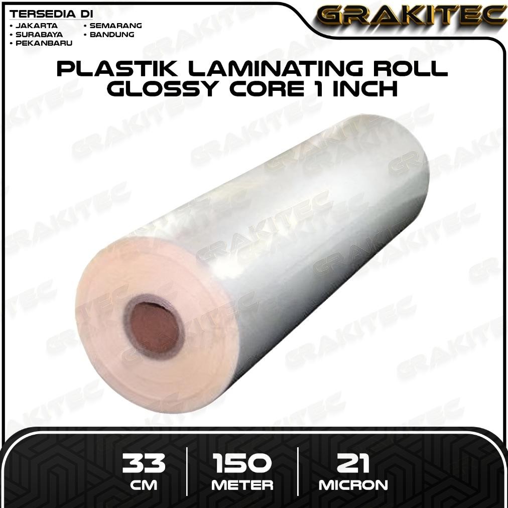 

JH8 Plastik Laminating Panas Roll 33 cm x 150 m x 21 / 30 mic Glossy / Doff Low Temperature ( untuk mesin Laminating laminasi panas roll )