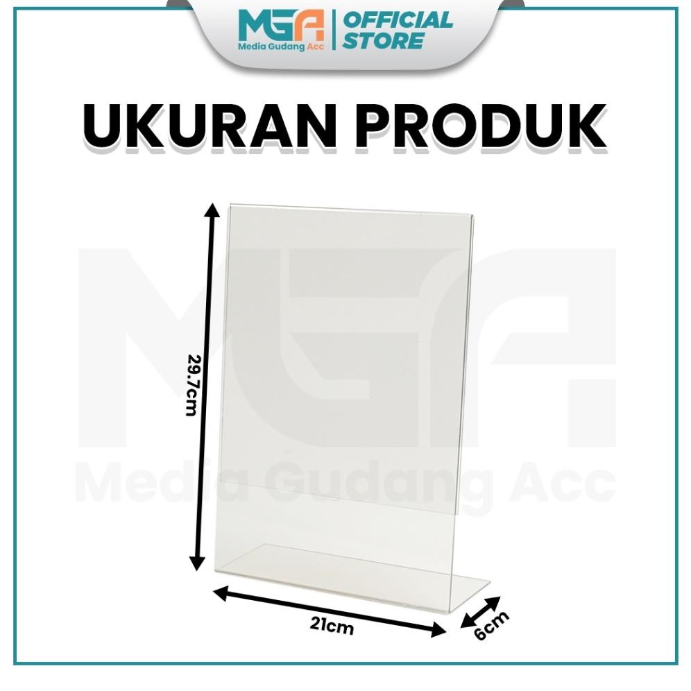 

JH8 Tempat Brosur A4 Potrait Tipe L Akrilik 2mm - Tent Holder / Tent Card Stand Display - Desk