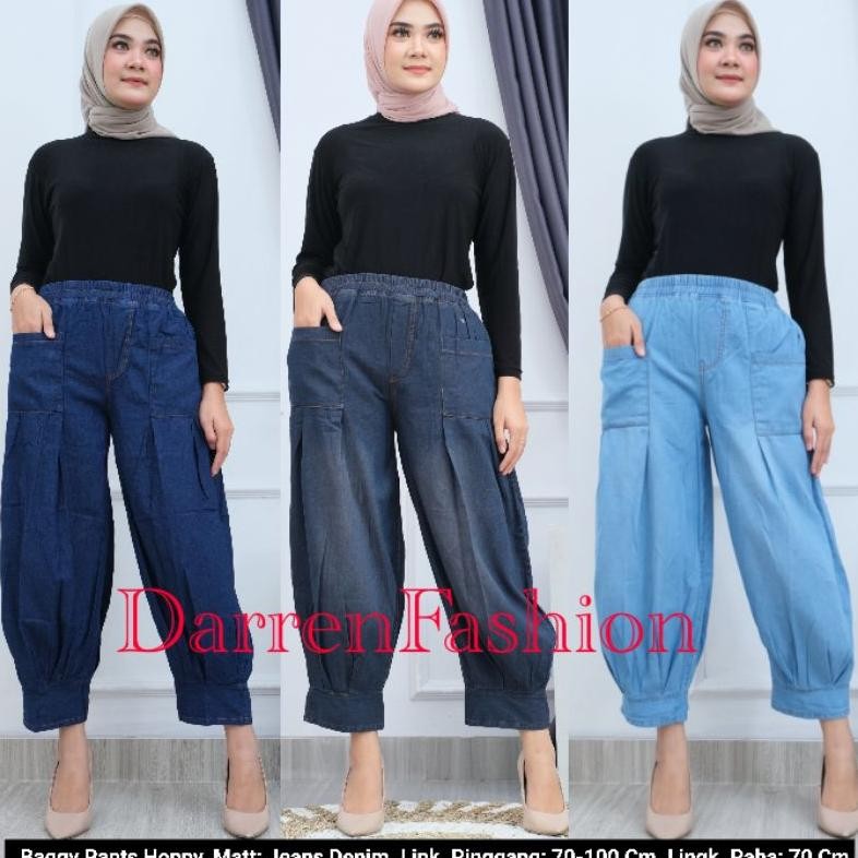''Terlaris" Celana Panjang Baggy Pants Hoppy Jeans Denim Wanita Boyfriend Jumbo Begi Cewek Kekinian 