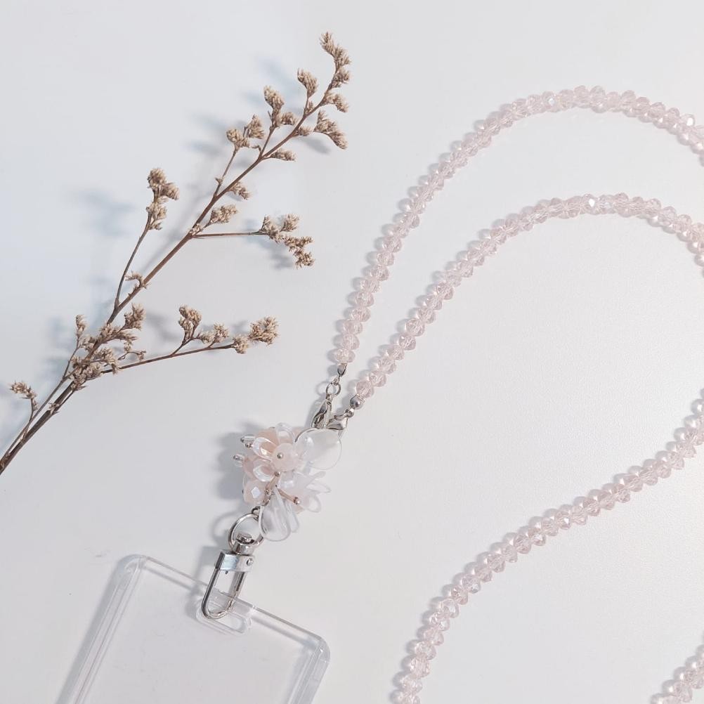 

JH8 [Lalaluna] LANYARD CRYSTAL BEADS AESTHETIC | GANTUNGAN ID CARD KANTOR - BLOOM