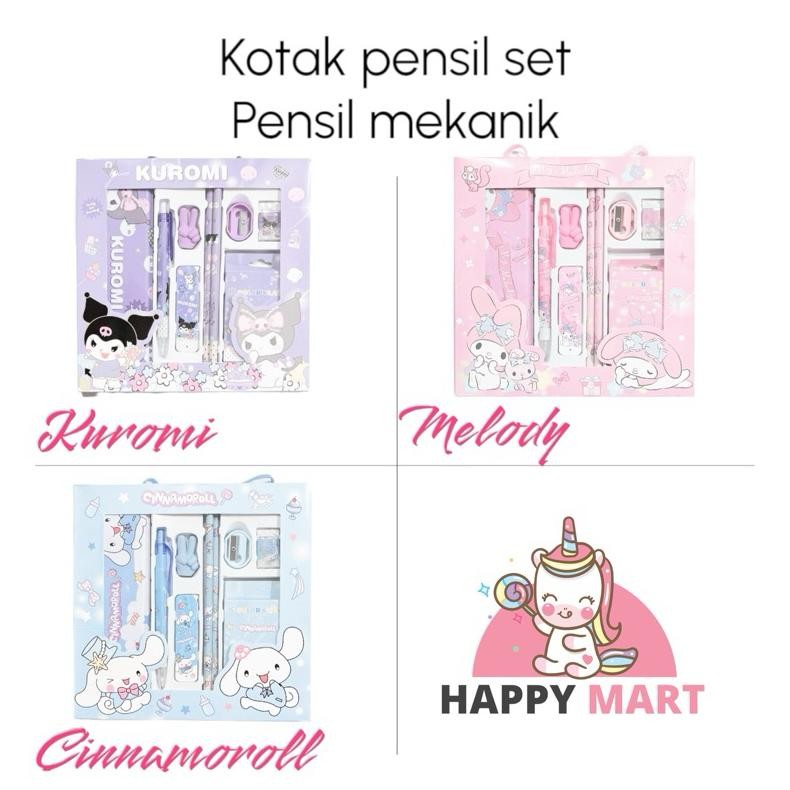 

JH8 Kotak Pensil set Pensil mekanik + crayon kuromi / melody / moroll