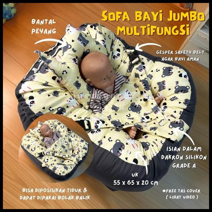 Terbaru Sofa Bayi Jumbo Multifungsi Dilengkapi Safety Belt | Sofa Bayi Duduk | Sofa 3 In 1 | Sofa Em