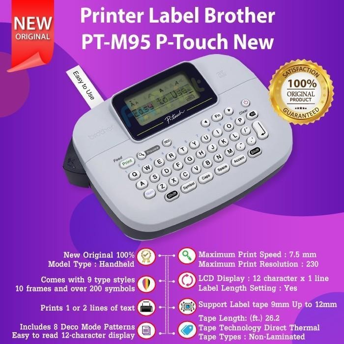 

Brother Stiker Label Printer Pt-M95 Print Handy Maker Seri M-Tape Original Dan Terpercaya