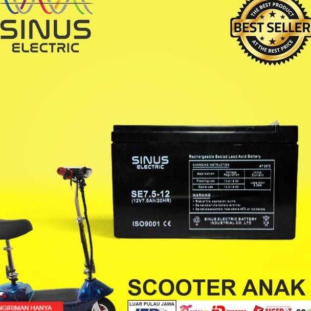 Aki Sinus Electric 12V 75Ah Vrla Scooter Anak Terlaris Dan Bagus