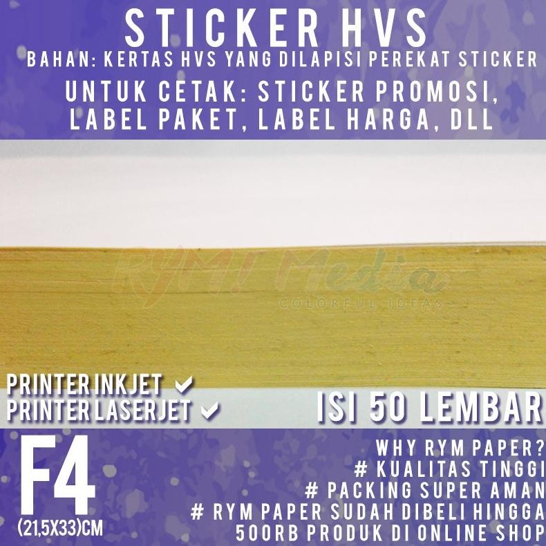 

JH8 Sticker HVS F4 isi 50 lembar / Kertas Stiker Doff Matte Folio