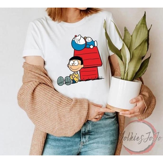 kaos cewek cowok couple keluarga doraemon nobita