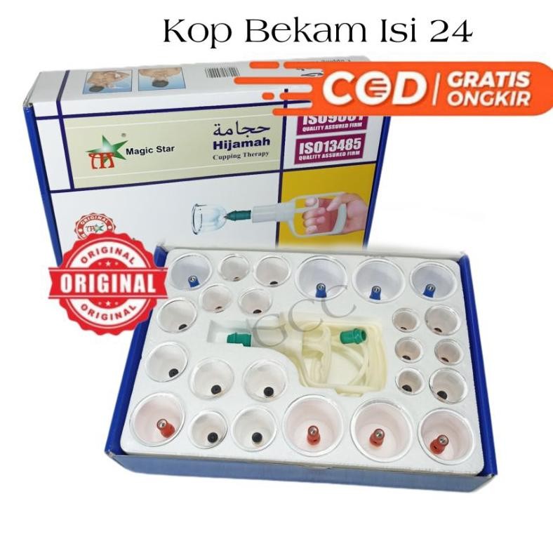 Alat Terapi Bekam Magnetik 24 Magic Star Lengkap Selang Dan Pompa Kop Angin Bekam Original Kemenkes