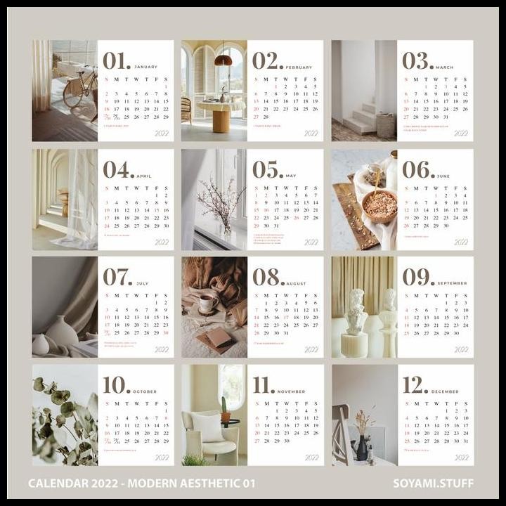 

Terlaris Kalender Meja 2022 Modern Aesthetic Premium Horizontal / Desk Calendar Good Quality