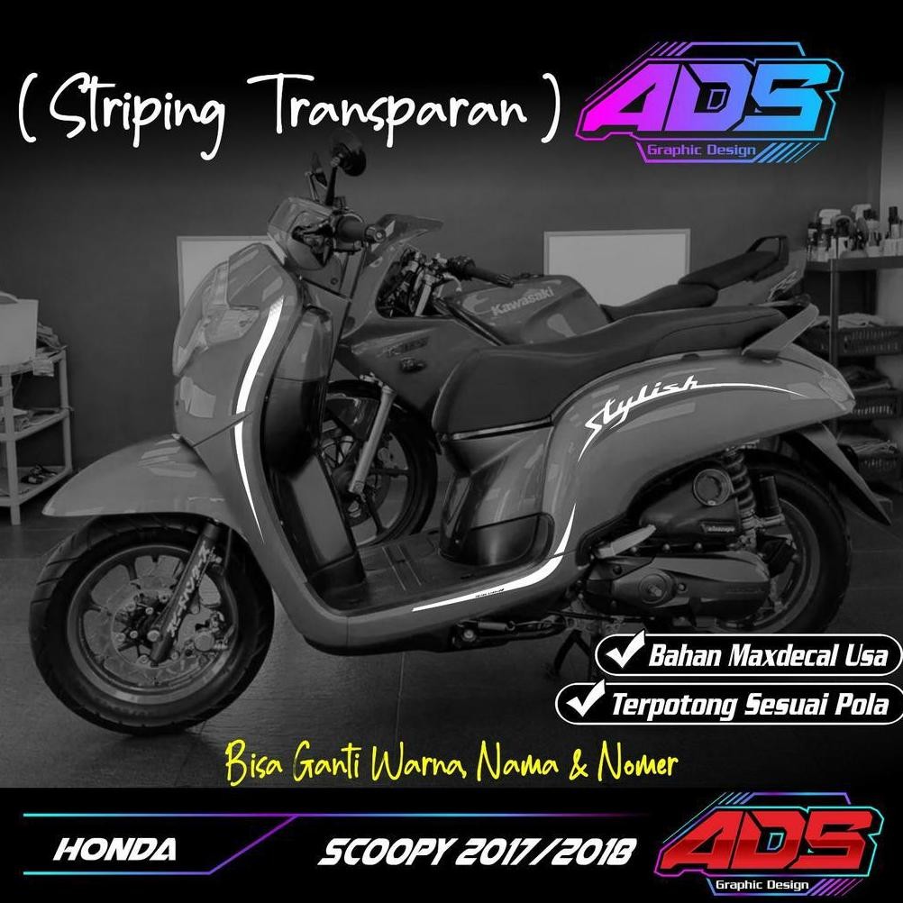 STRIPING SCOOPY 2018 - STRIPING SCOOPY 2018 TRANSPARAN UV BISA CUSTOM READY STOCK