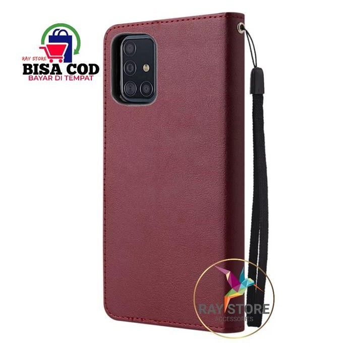 Samsung A71 Flip Leather Case Premium-Flip Wallet Case Kulit Untuk Samsung A71- Casing Dompet-Flip C