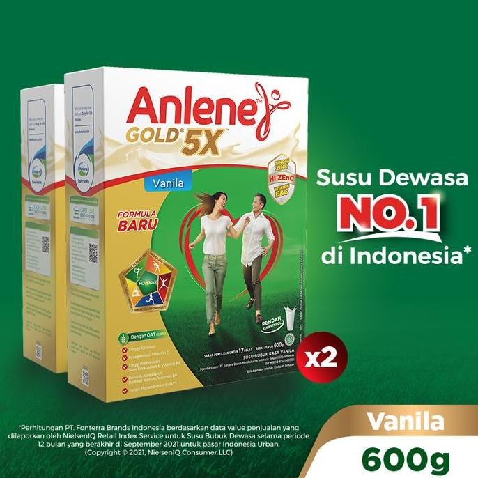 

Anlene Gold 5X Susu Bubuk Dewasa Vanila 2 X 600G - Tulang & Sendi