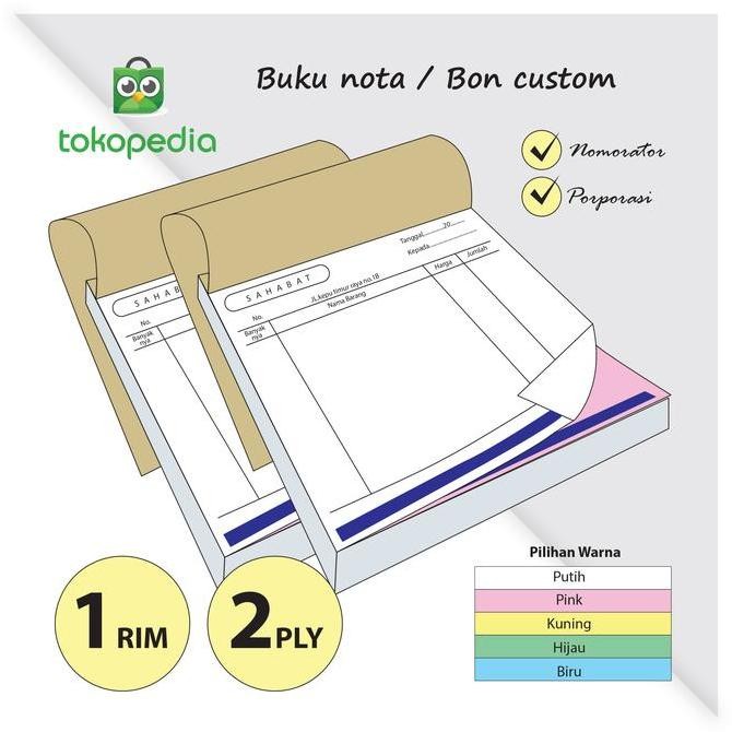 

Cetak Nota 1 Rim 2 Ply / Rangkap ( 3 Warna ) 2Ply 1Rim