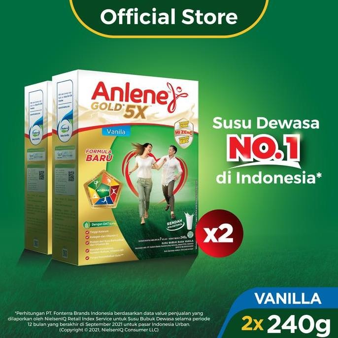 

Anlene Gold 5X Susu Bubuk Dewasa Vanila 2X240G - Tulang & Sendi