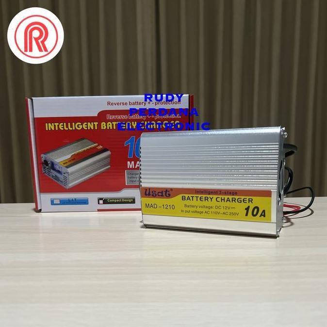 CHARGER AKI DC 12V AC 100-250V 10 AMPERE USAT MA-1210 MOBIL MOTOR