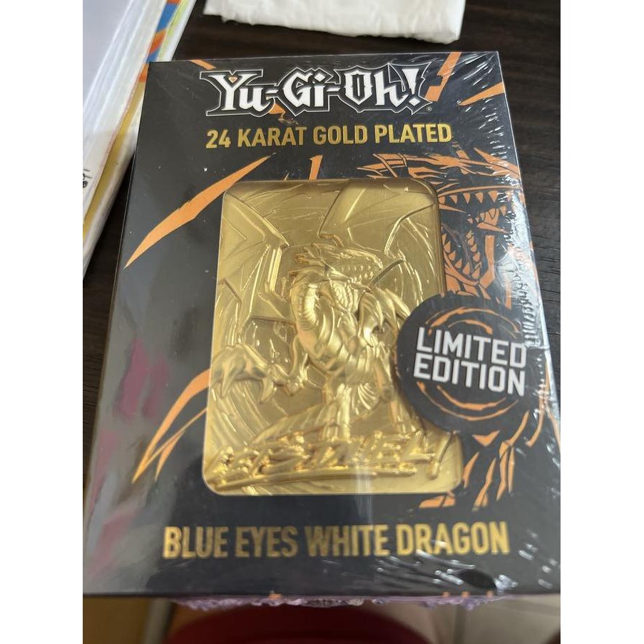 Yugioh blue eyes white dragon gold plated 24k metal card Rare Original