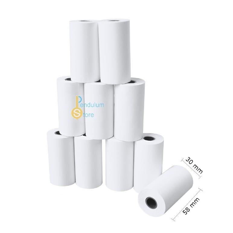 

JH8 Pack Kertas Thermal 58x30mm isi 10 Roll / 10 Buah Thermal Paper Struk Receipt ukuran 58 X 30 MM