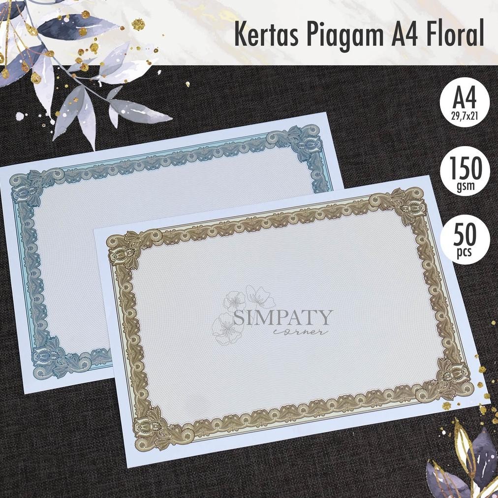 

JH8 Blanko / Kertas Piagam / Sertifikat A4 Simpaty Floral High Quality isi 50