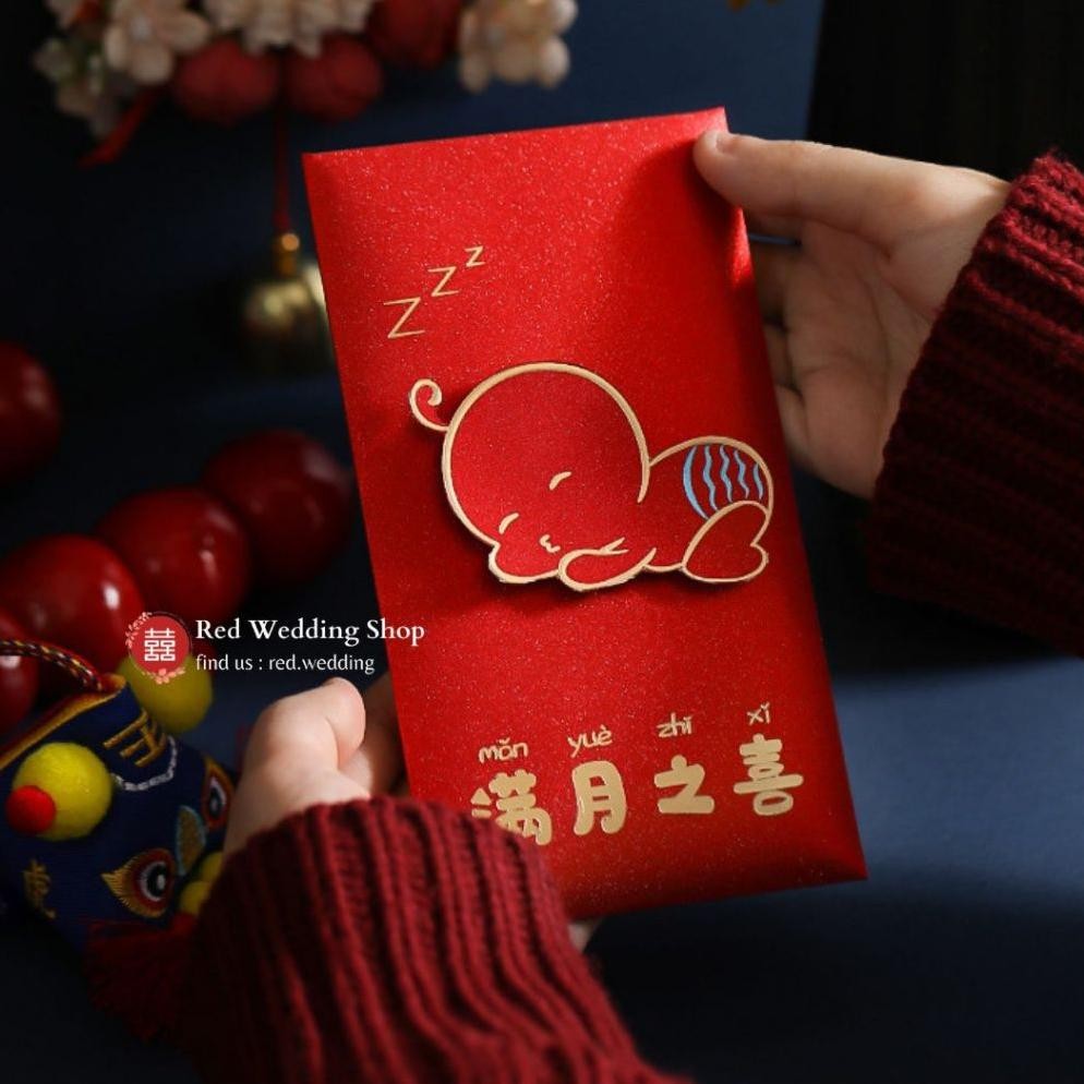 

JH8 Kantong Amplop Angpao BABY ONE MONTH MAN YUE Newborn Full Month Manyue HAPPY BIRTHDAY CAKE Tebal Premium GLITTER 3D Design