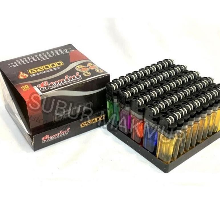 (50 Pcs) Korek Roda G2000 Gemini - Korek Api Gas Roda Kepala Hitam Korek Api Gas  Model Korek Tokai 