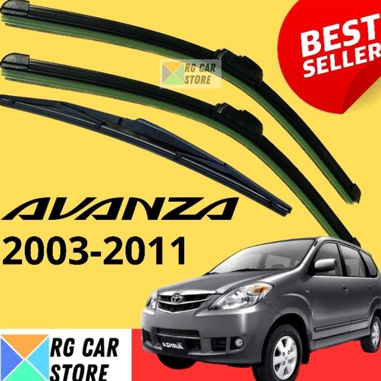 Wiper Kaca Mobil Avanza 2003-2011 Depan Belakang Frameless Full Karet
