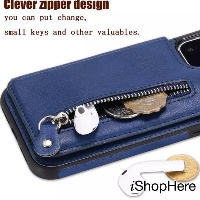 Case Iphone 13 12 Pro Max Mini Casing Stand Dompet Kartu Zipper