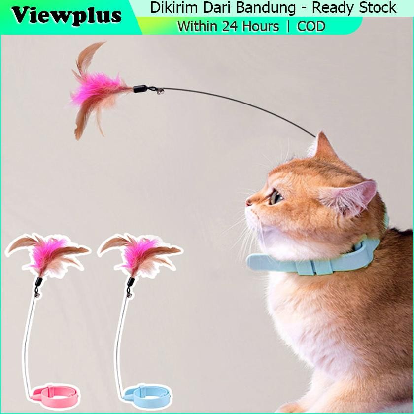 Kalung Mainan Bulu Tongkat Interaksi Di Leher Interaksi Kucing Cat Teaser Stick Pet Toys