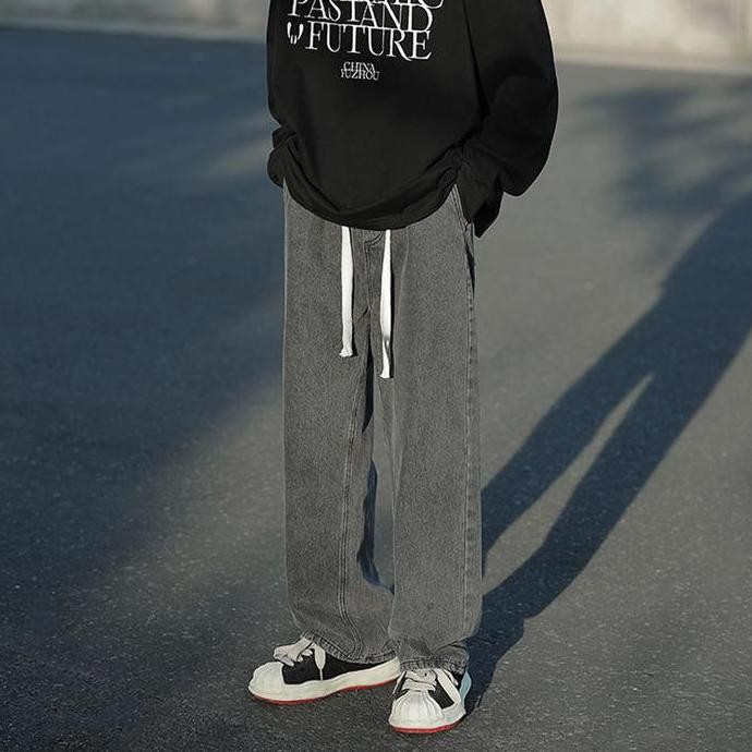 Celana Jeans Pria Celana Gombrong Pria Celana Jeans Pria Panjang Straight Jeans Kulot Pria Denim Hit