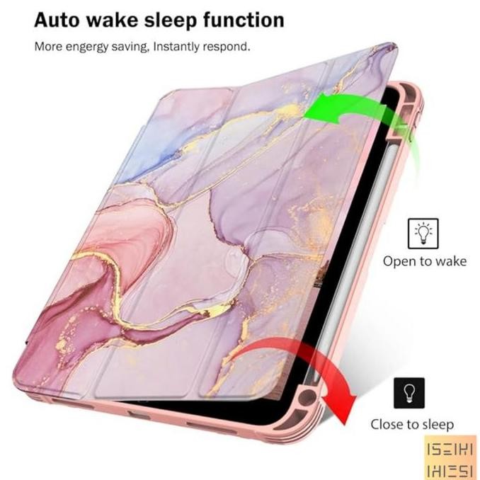(ISEIKI) Case Acrylic Motif Marble HD Printing Compatible For i Pad Pro 11 inch 2020 2021 2022 Gen 1