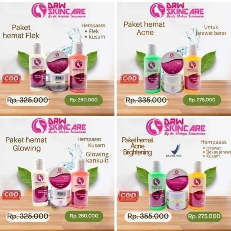 Drw skincare paket hemat radiant series 4 in 1 acne brightening glow original mencerahkan jerawat gl