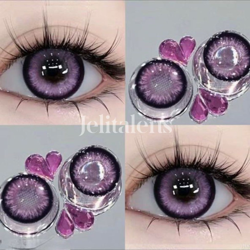 J72 Softlens Ungu Cantik Violet Douyin Diameter 14,5 MM Big Eyes Normal Minus / Softlens Cat Eyes Do
