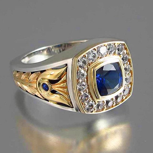 Perhiasan Cincin Pria Batu Permata Biru