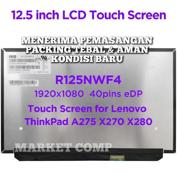 Layar Sentuh Touch Screen Led Lcd Laptop Lenovo Thinkpad X280 X270 X250 X260  X240 A275 A285 20Cm 20