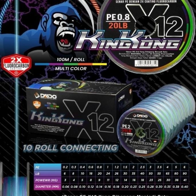 New Senar Pancing Pe Braid Daido Kingkong X12 Pe Kuat Pilihan Pe 1 Smp 6