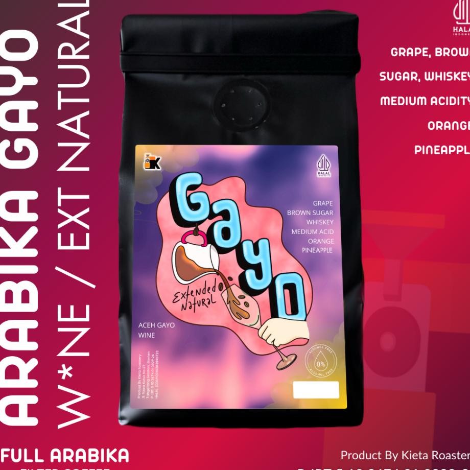 

Kieta Roastery Kopi Gayo Extended Natural Arabika 200G Bubuk Roasted Coffee Bean Single Gin