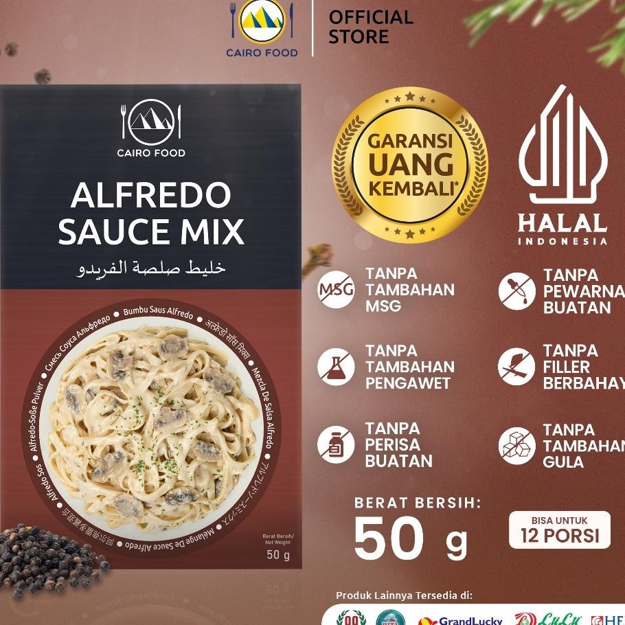 

Bumbu Alfredo Sauce Mix Sehat Tanpa Msg Rempah MurniCairoFood