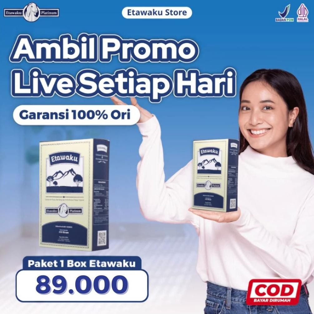 

Etawaku Platinum Susu Kambing Etawa Untuk Nyeri Tulang Sendi Dan Sesak 1 Box