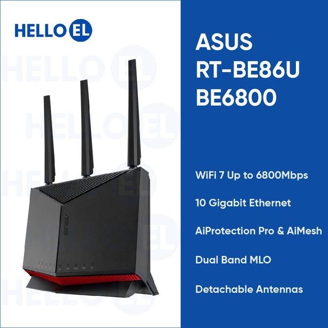 Asus Rt-Be86U Be6800 Wifi 7 6800Mbps 10 Gigabit Aiprotection Pro Aimesh Network Router New Stok