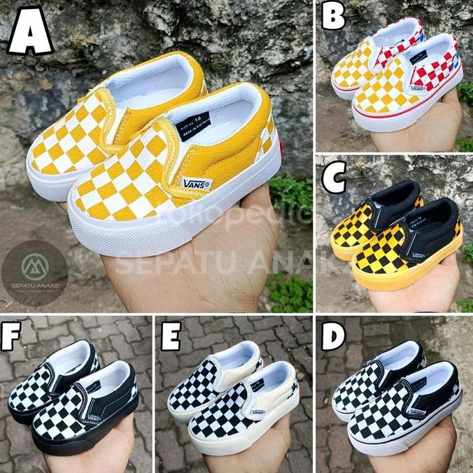 Sepatu Anak Laki Perempuan Sepatu Bayi Vans Slip On Catur New(Premium) (Best Quality)
