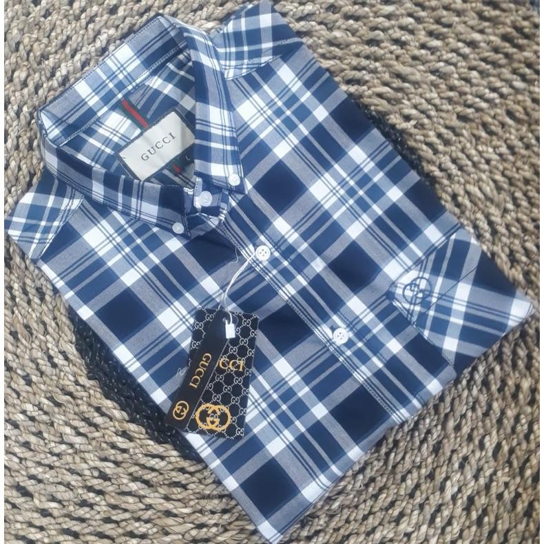 Kemeja 501 Usa Original Import Quality Pria Lengan Pendek ,Kemeja Distro Terbaru Motif Kotak Kotak P